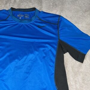 Nike Pro Combat Dri-fit  Vented Mens Medium Blue Short Sleeve Fitted Workout Run